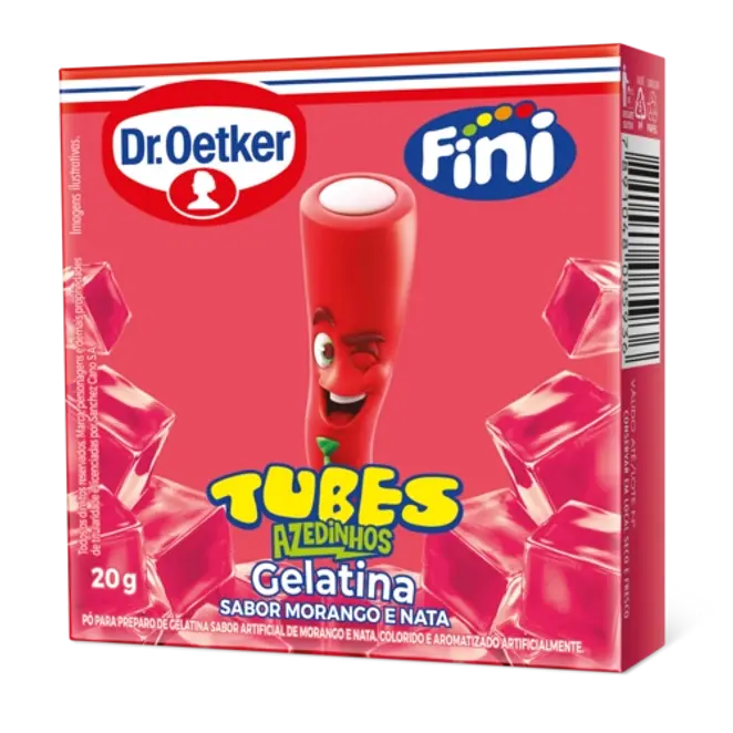 Dr. Oetker Gelatina Tubes Morango Azedinho Dr. Oetker e Fini