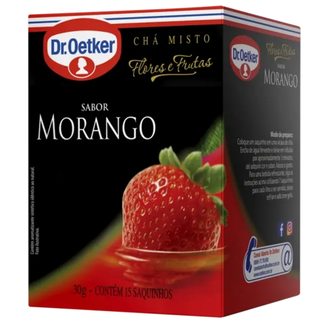 Dr. Oetker Chá Flores & Frutas, Morango - 15 Sachês