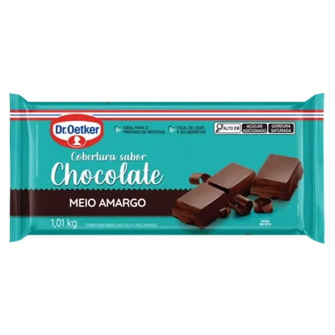 Dr. Oetker Cobertura Sabor Chocolate Meio Amargo em Barra