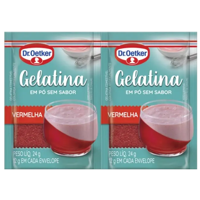 Dr. Oetker Gelatina em Pó Vermelha Sem Sabor