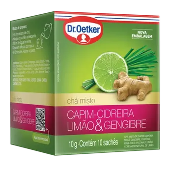 Dr. Oetker Chá Ervas Plus, Capim-Cidreira, Limão e Gengibre  - 10 Sachês