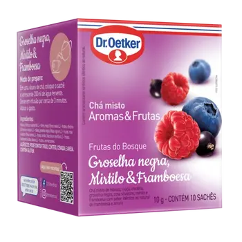 Dr. Oetker Chá Aromas & Frutas, Frutas do Bosque, Sabor Groselha Negra, Mirtilo e Framboesa  - 10 Sachês