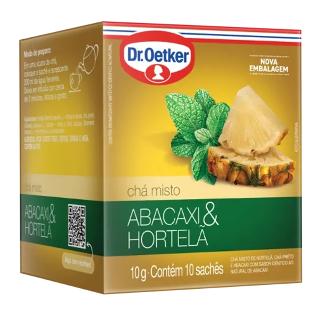 Dr. Oetker Chá Ervas Plus, Abacaxi com Hortelã  - 10 Sachês