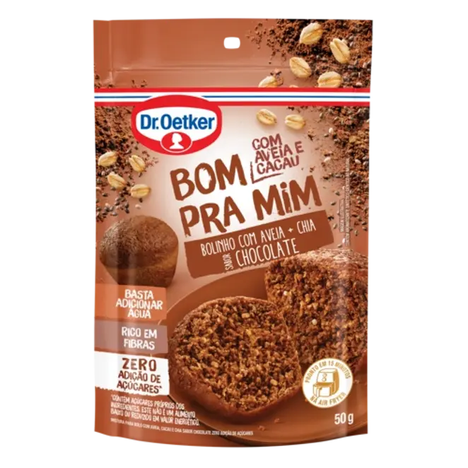 Dr. Oetker Bolinho Bom pra Mim sabor Chocolate Aveia e Chia Zero Açúcar