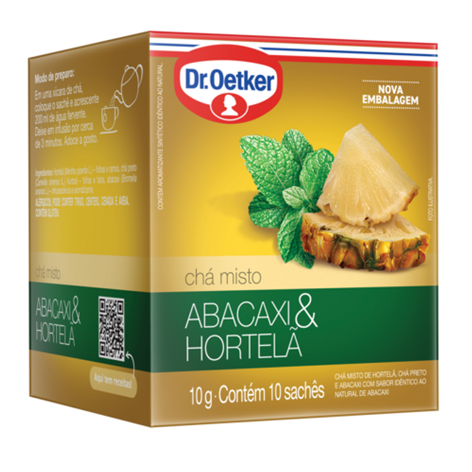 Dr. Oetker Chá Ervas Plus, Abacaxi com Hortelã  - 10 Sachês