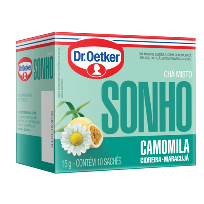 Dr. Oetker Chá Sensações Sonho, Camomila, Cidreira e Maracujá - 10 Sachês