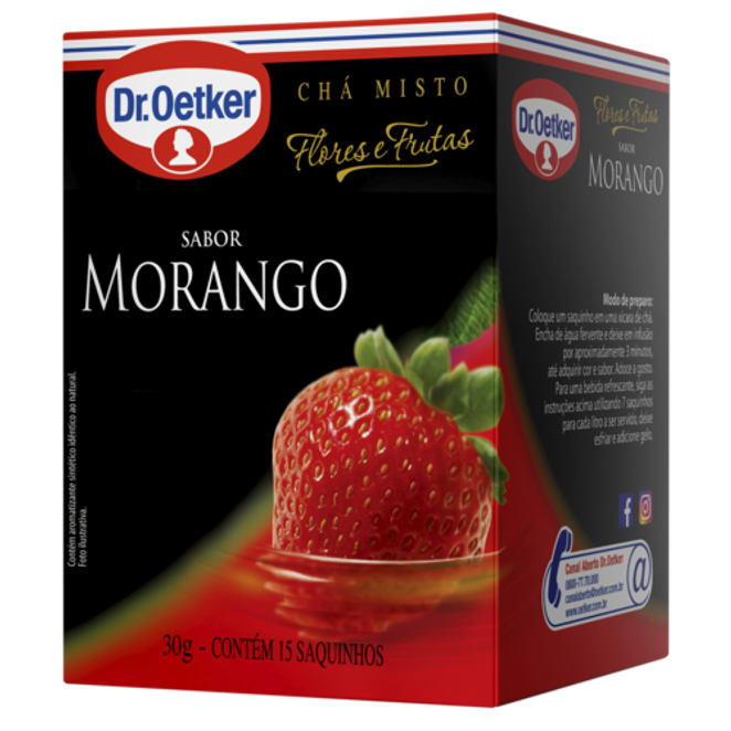 Dr. Oetker Chá Flores & Frutas, Morango - 15 Sachês