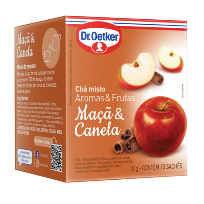 Dr. Oetker Chá Aromas & Frutas, Maçã e Canela  - 10 Sachês