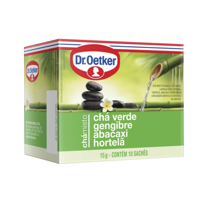 Dr. Oetker Chá Verde, Gengibre, Abacaxi e Hortelã - 10 Sachês