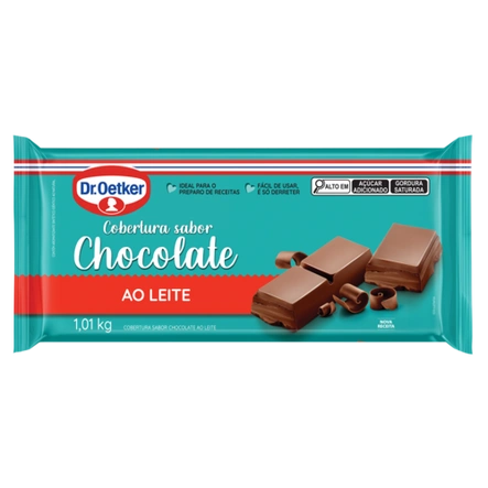 Cobertura em Barra Sabor Chocolate ao Leite Dr. Oetker cortada em pedacinhos