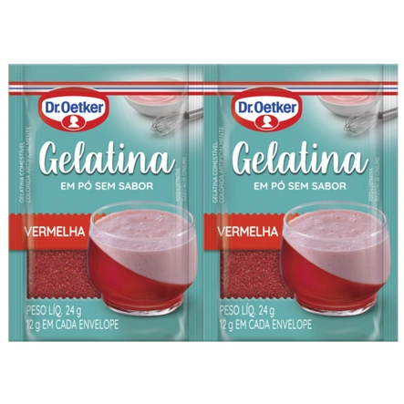 Gelatina em Pó Vermelha sem Sabor Dr. Oetker (rasa)