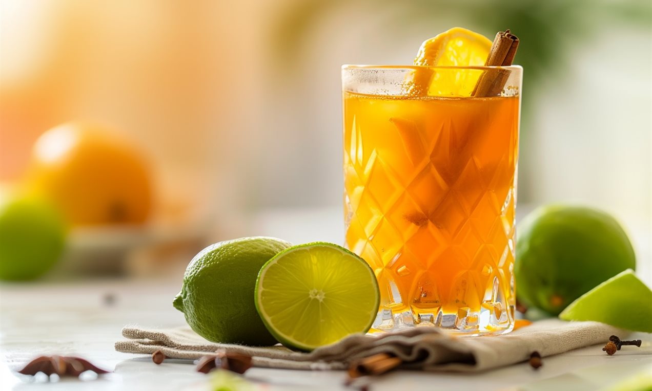 Chá mate com laranja e limão